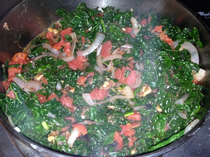 Greens sauteer w/ onions and tomatoes